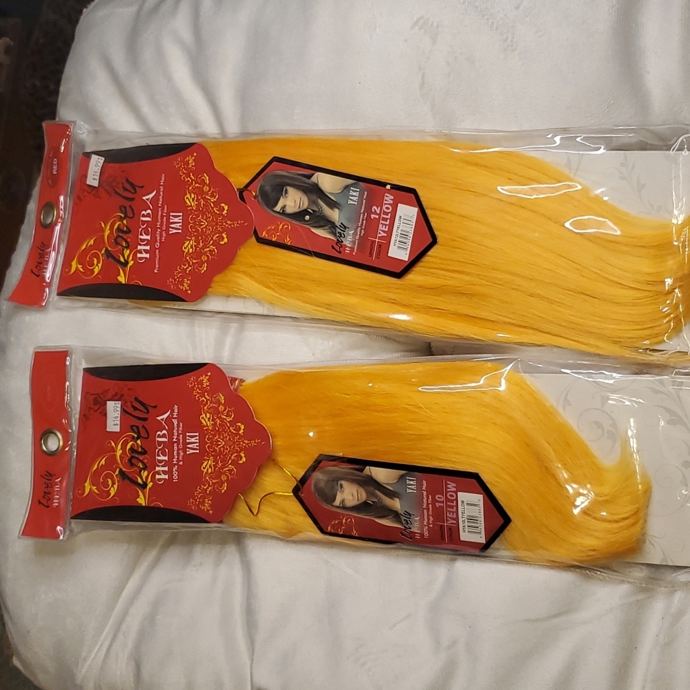 2 packs of Amazing gold yellow weave Lovely Heba Yaki human natural hair.